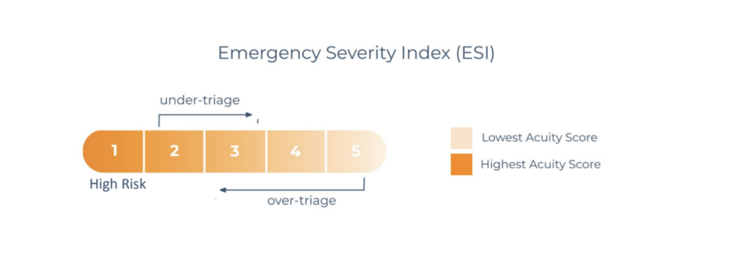 Ai in nursing, nursing education, ESI acuity, KATEAI, AI in healthcare. Chart showing ESI 